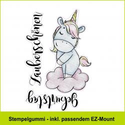 Einhorn auf Wolke - Stempelgummi 7,5x10,5cm